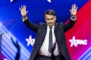 El expresidente de Brasil Jair Bolsonaro en un panel de la Conferencia de Accion Politica Conservadora CPAC. EFE LO SCALZO